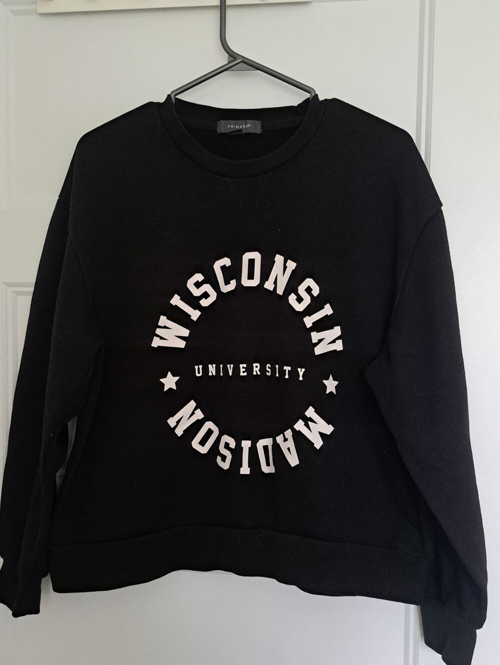 Black Varsity Crew Neck Sweater
